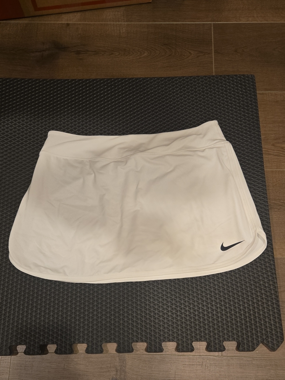Nike White Circle Skater Skirt with Black Swoosh